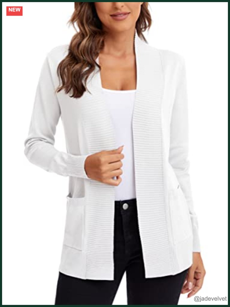 Open Front Knit Cardigan Long Sleeve With Pocket Lightweight